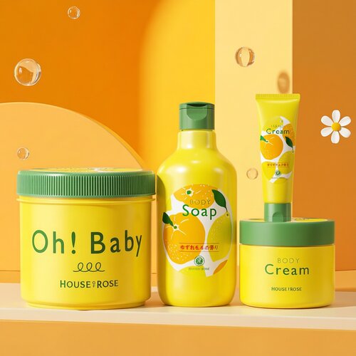 跨境进口  玫瑰屋oh baby身体乳磨砂膏沐浴露护手霜柚子柠檬