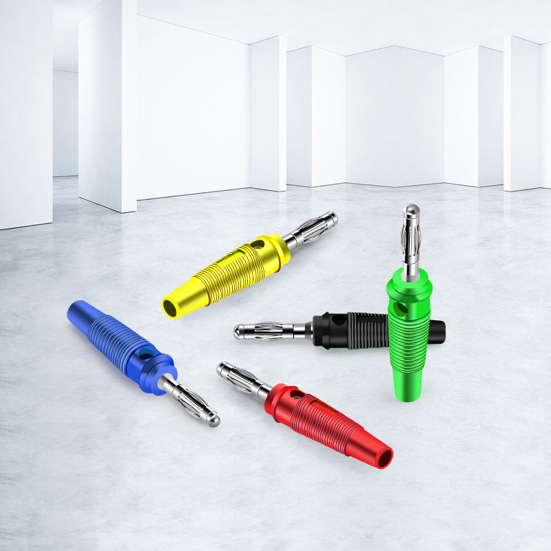 4mm香蕉插头黄铜镀镍灯笼头插头连接器 螺丝连接固定免焊接