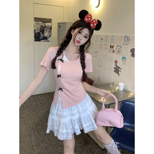 辣妹假两件短袖 时尚 气质显瘦T 胖mm夏季 实拍