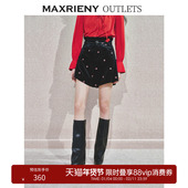 女 荷叶边花朵刺绣裙裤 奥莱 MAXRIENY复古收腰A字短裤