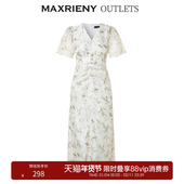 抽褶连衣裙 园艺风铃兰花印花裙子秋季 奥莱 MAXRIENY欧式