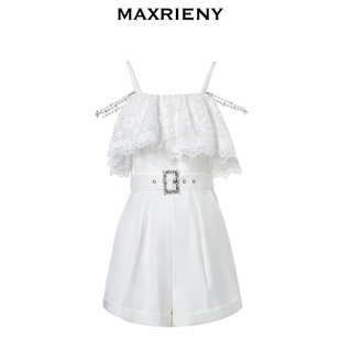 女夏季 MAXRIENY吊帶一字肩連體褲 奧萊
