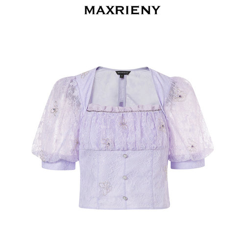 【奥莱】MAXRIENY森系精灵蕾丝雪纺衫上衣女