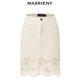 中欧复古裙子 MAXRIENY波浪松纹刺绣牛仔半裙秋季 奥莱