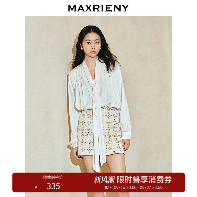 【奥莱】MAXRIENY华丽仙美水晶珠缀衬衫上衣女图片