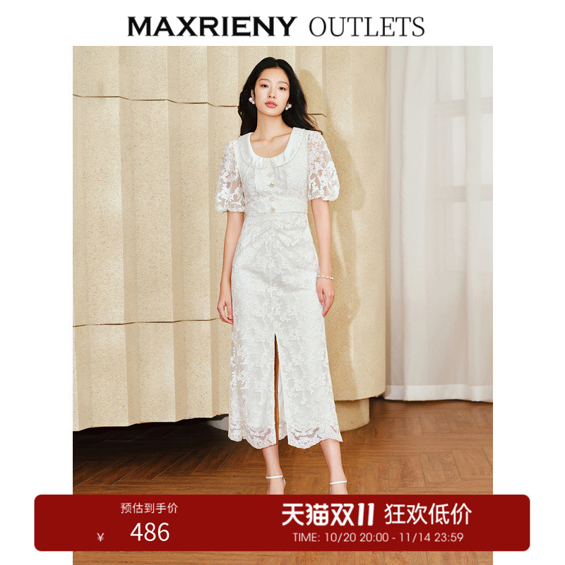 复古U型领 下摆抽褶开衩 复古腰节显瘦