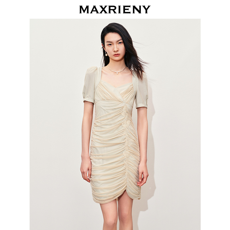 【奥莱】MAXRIENY甜美文艺绣珠连衣裙