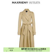 领裙式 英伦风西装 MAXRIENY卡其色风衣女春季 外套长款 奥莱