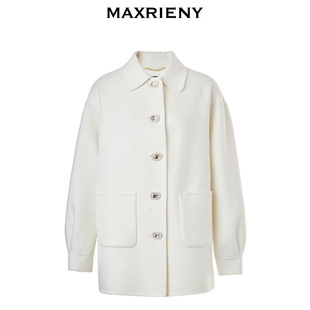奥莱 MAXRIENY复古毛呢外套绒毛大衣女