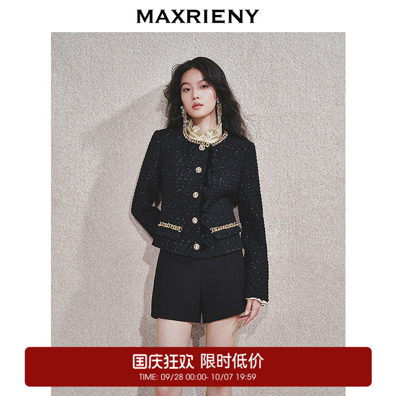 【奥莱】MAXRIENY黑金小香羊毛外套女气质高级感图片
