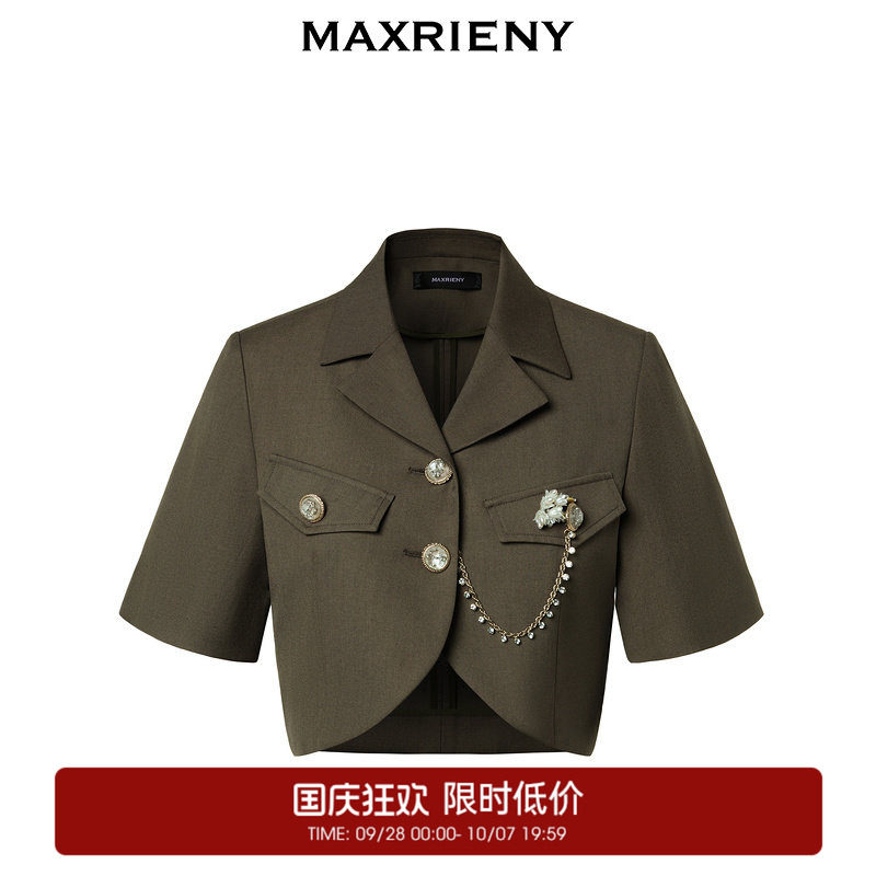 【奥莱】MAXRIENY复古军旅风截短外套秋季廓形外衣女图片