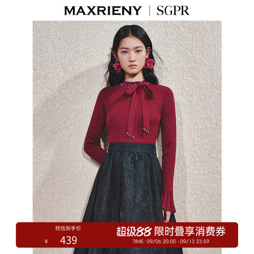 修身显瘦浪漫复古蝴蝶结毛衫