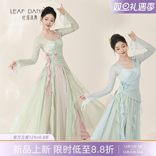 叶落清舞身韵花朵纱衣古典舞服