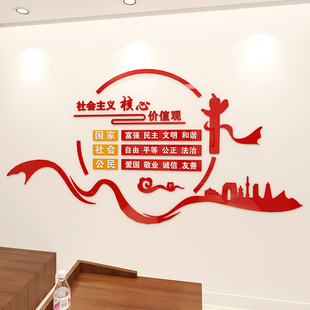 党建墙贴社会主义核心价值观活动室红色党政宣传文化背景墙面装饰