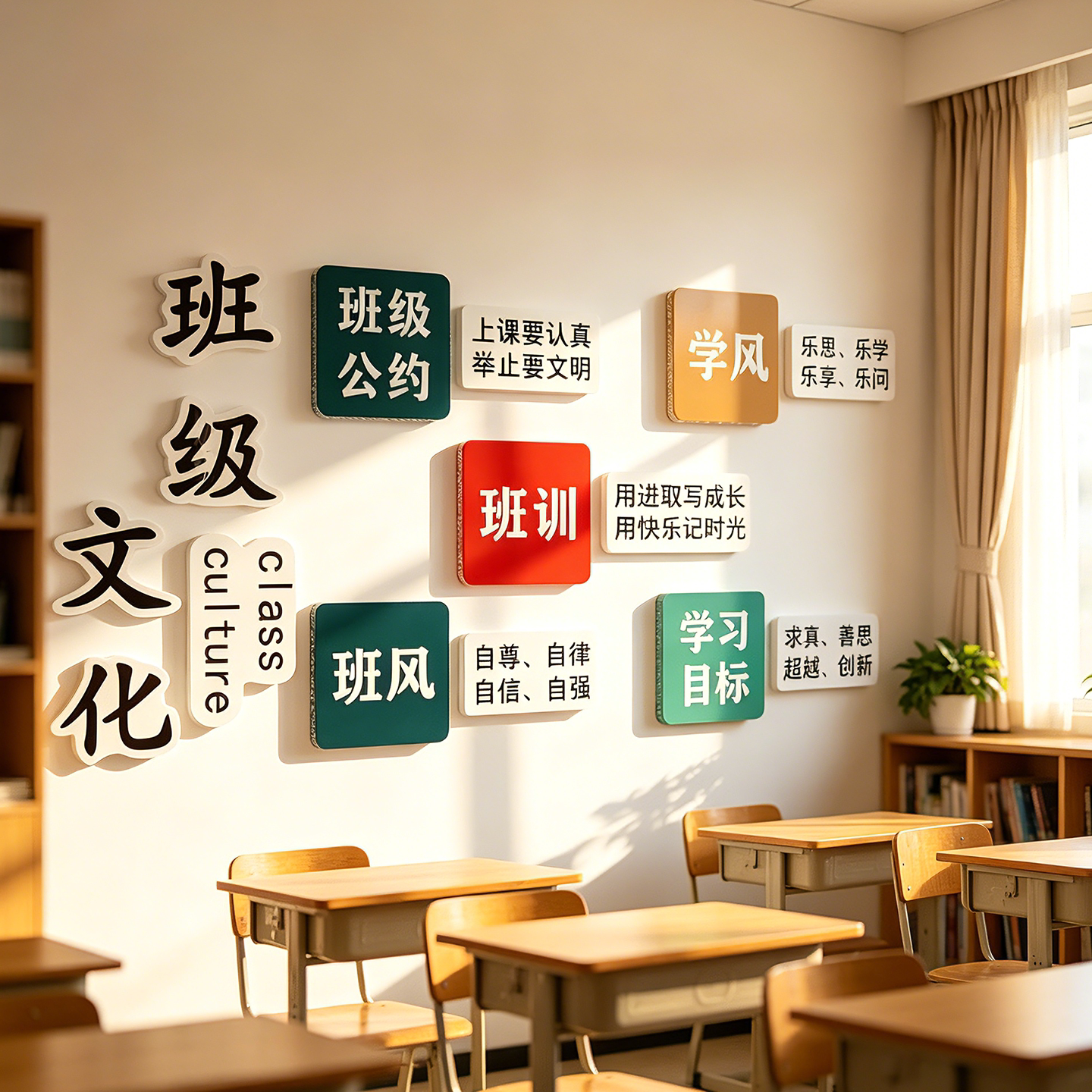 新学期班级文化墙贴3D