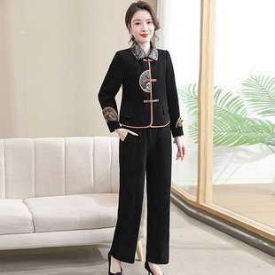 中年妈妈春装洋气时尚套装2025新款阔太太中老年人女装春秋外a360