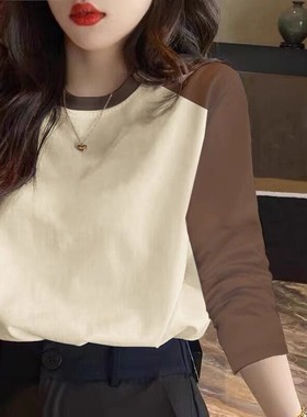 黑色圆领打底衫女内搭秋冬德绒加厚上衣磨毛长袖T恤2025新款a047