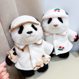 大头福宝衣服25cm熊猫工厂萌兰花花玩偶娃衣套装背带裤帽子着替