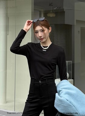 XYW设计师品牌白色长袖秋冬新款T恤打底衫XYW240T15