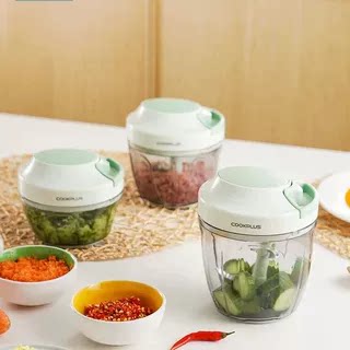 乐扣乐扣手动粉碎器家用搅拌机小型蒜泥辣椒姜末饺子馅透明料理碗