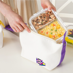 乐扣乐扣耐热玻璃饭盒套装 分隔便当盒耐用碗盖帆布包 微波炉专用