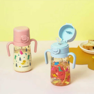 乐扣乐扣儿童吸管杯宝宝学饮杯幼儿带刻度PPSU双手柄重力球水杯