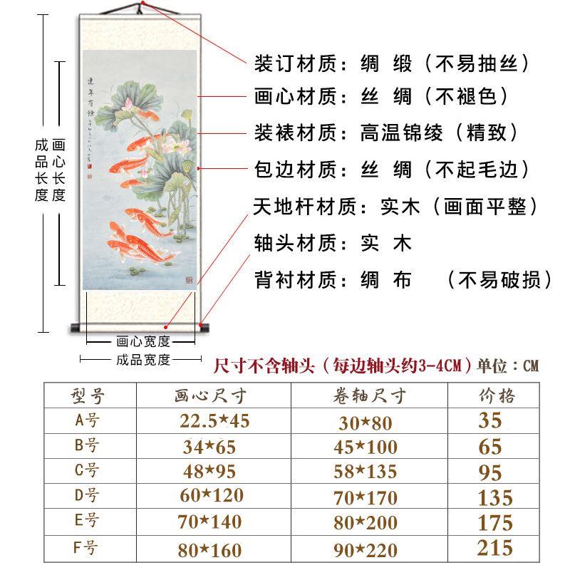 招财有荷花鱼装饰画客厅竖版连年余荷花3DZ65ylF鱼鱼图挂画玄鲤关