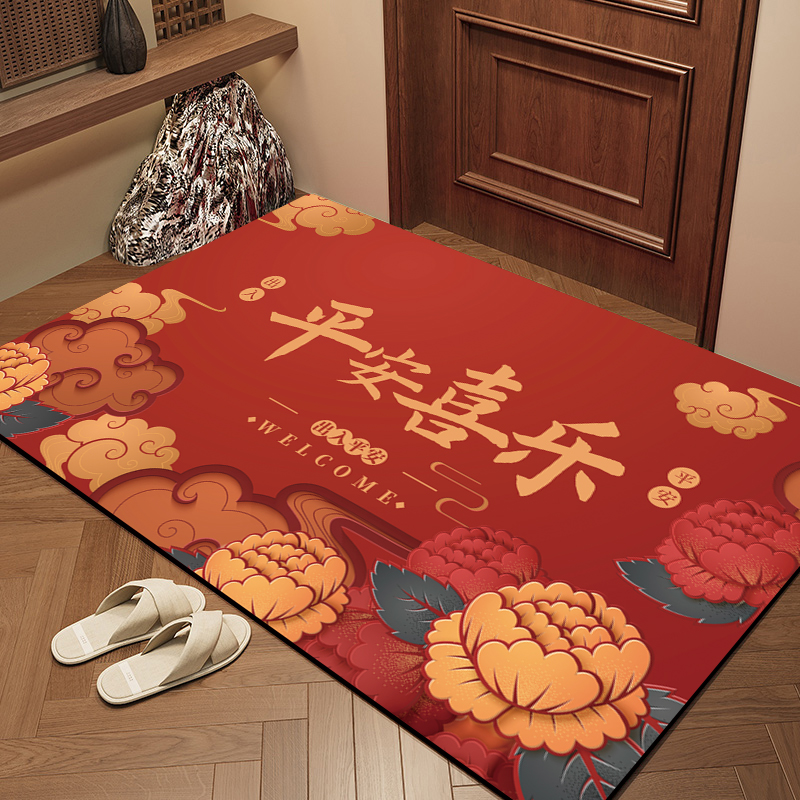 K018【80X120cm】家用红色入户门垫进门地垫门口玄关防滑免洗地毯