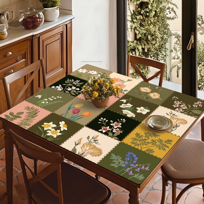【60X60CM】四季花格 洗衣机冰箱盖垫桌垫绿然植物橡胶防滑吸水垫
