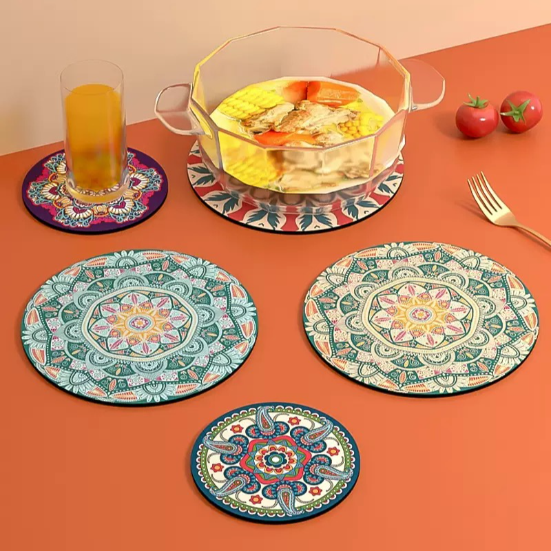 餐桌碗垫杯垫曼陀罗硅藻泥沥水垫吸水防污防滑可用于厨房茶具