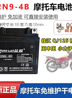 钱江QJ125-6摩托免维护蓄电池