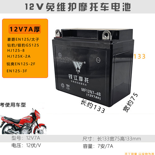 摩托车电瓶12v通用免维护助力车125鬼火踏板弯梁车干蓄电池男装9a