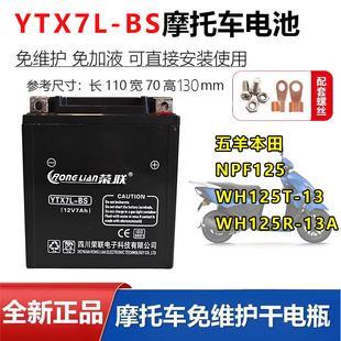 适用五洋本 田NPF125 WH125T-13/13A踏板摩托车电瓶12V7A蓄电池
