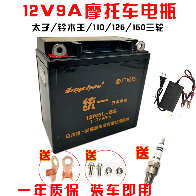 宗申小太子摩托车电池12V9A统一