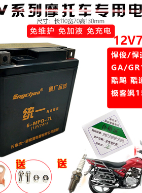 摩托车干电瓶轻骑铃木GR150悍骏悍道酷飚酷道极客飒155统一蓄电池