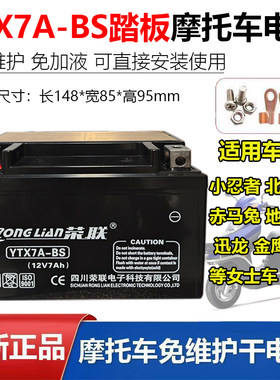 摩托车干电瓶12V7Ah免维护