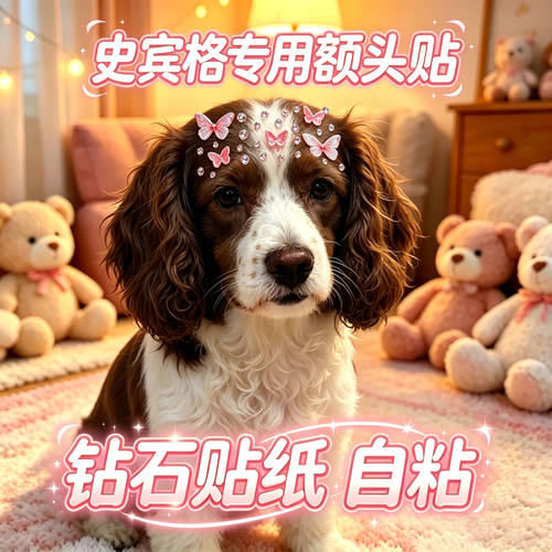 史宾格专用狗狗额头贴大型犬配饰狗宠物贴纸装饰狗狗头饰蝴蝶饰品