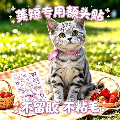 美短专用猫咪额头贴小猫贴纸猫配饰贴花宠物脸上贴画水晶钻石饰品