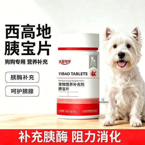 西高地专用狗狗胰宝片宠物胰腺保健品消化酶狗补胰酶营养补充剂护