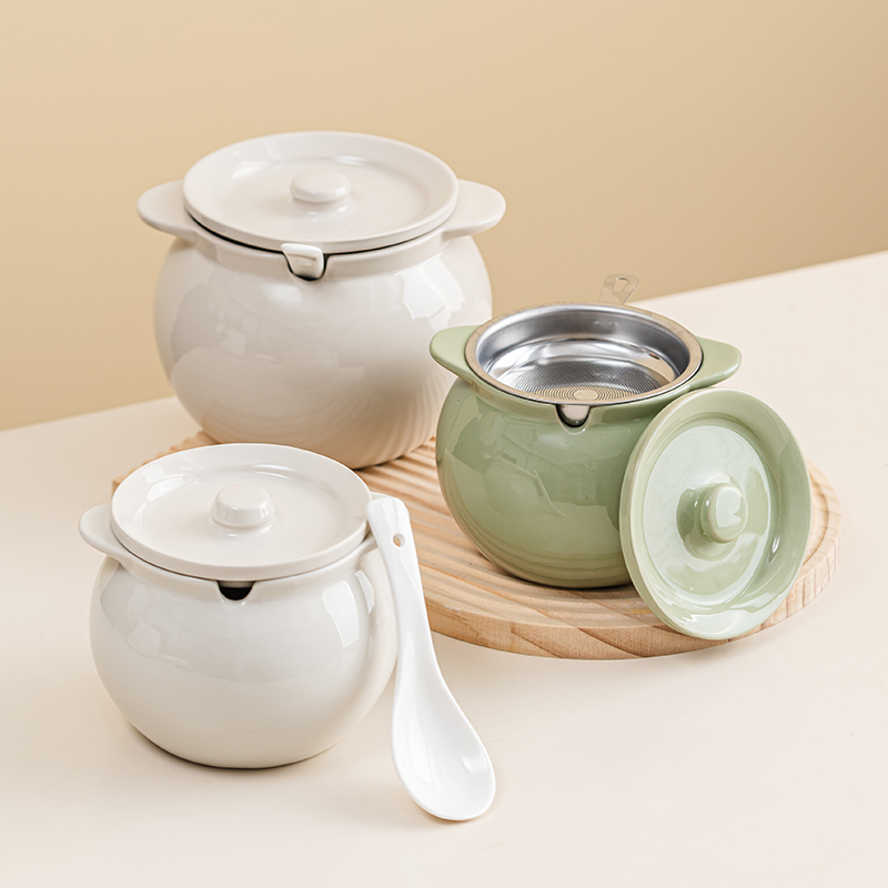 家用耐高温陶瓷猪油罐厨房五谷杂粮调味瓶油泼辣子盒专用带盖子过