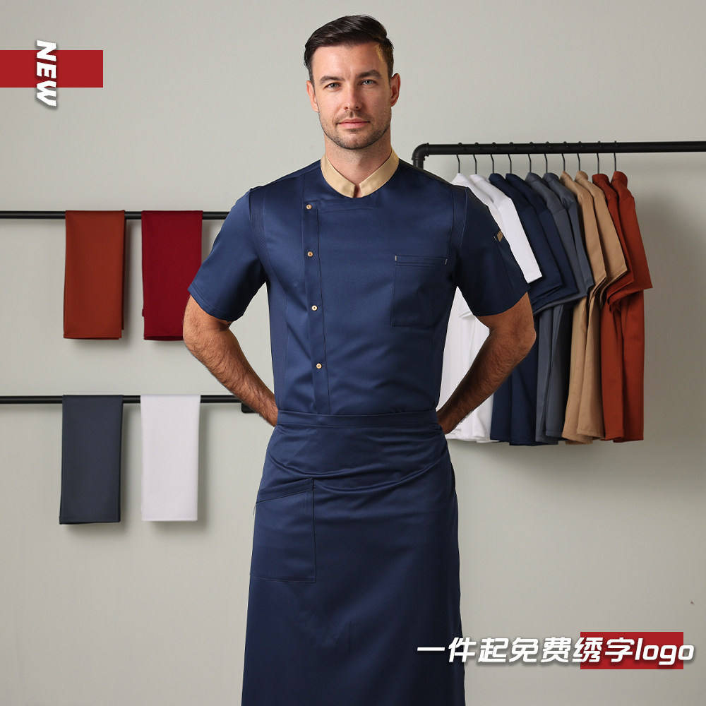 厨师工作服短袖西餐咖啡食堂酒店餐饮制服透气大码男女定制厨师服