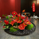 酒店餐桌中间摆花仿真假花电动转盘装 饰摆件包厢圆桌景观桌花摆设