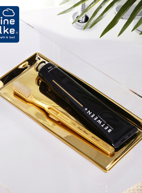 Kleine Wolke进口金色陶瓷卫生间置物架杯架轻奢洗漱台托盘收纳盘