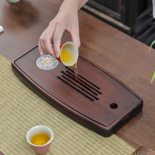 大号茶海 竹制茶盘家用现代轻奢小型储水茶台长方形干泡托盘排水式