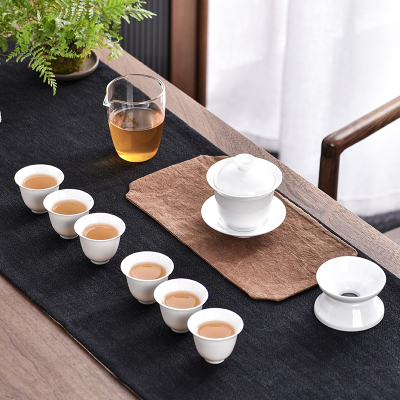 德化白瓷功夫茶具家用盖碗玻璃