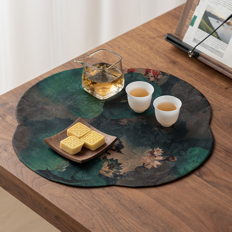 防烫织锦禅意香云纱大号双面茶垫