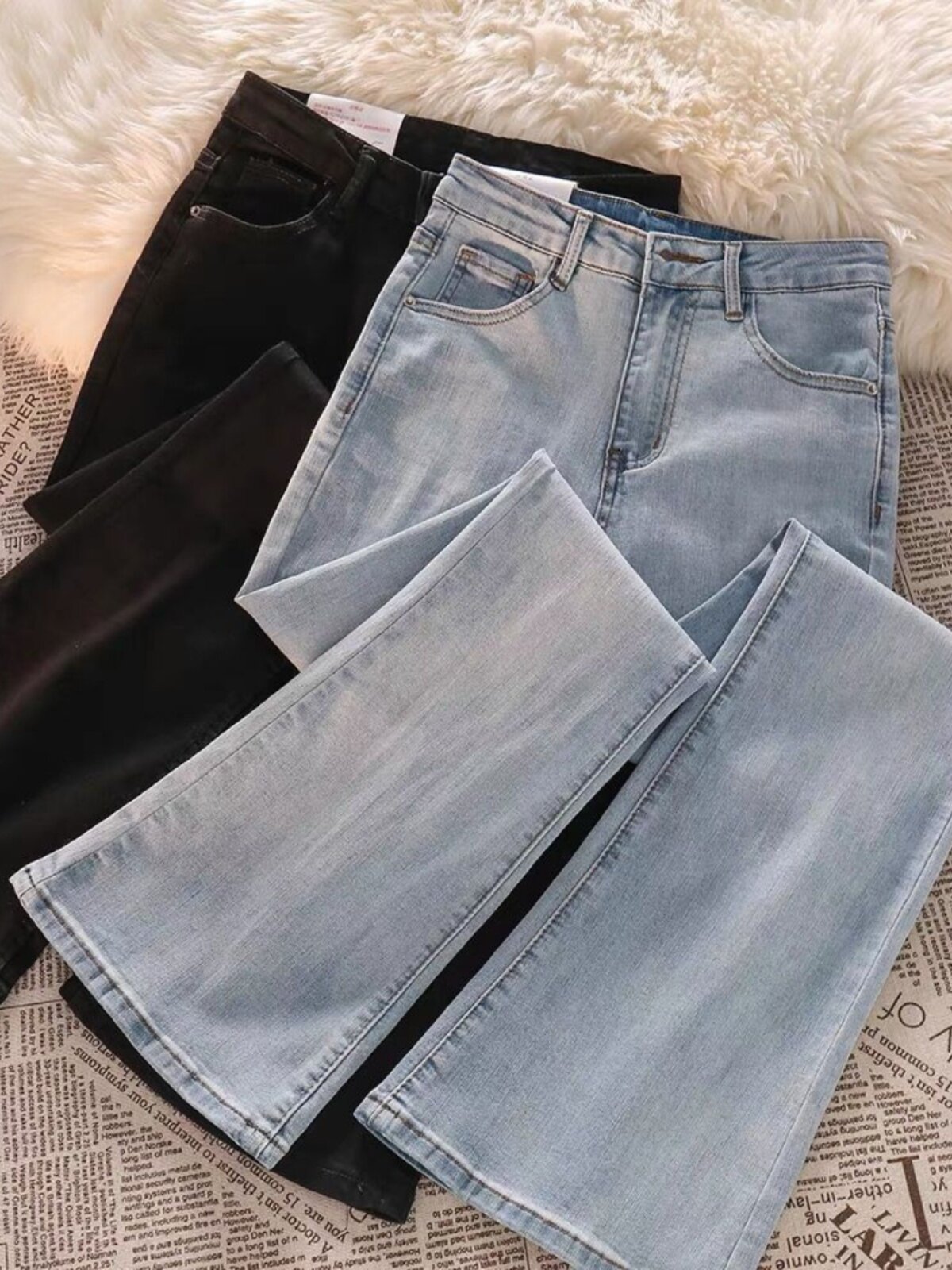 여성용 마이크로 플레어 진 여름 신상 스타일 하이웨이스트 슬림 작은 분들을 위한 말굽팬츠 인즈 하이스트리트 트렌디&룩룩