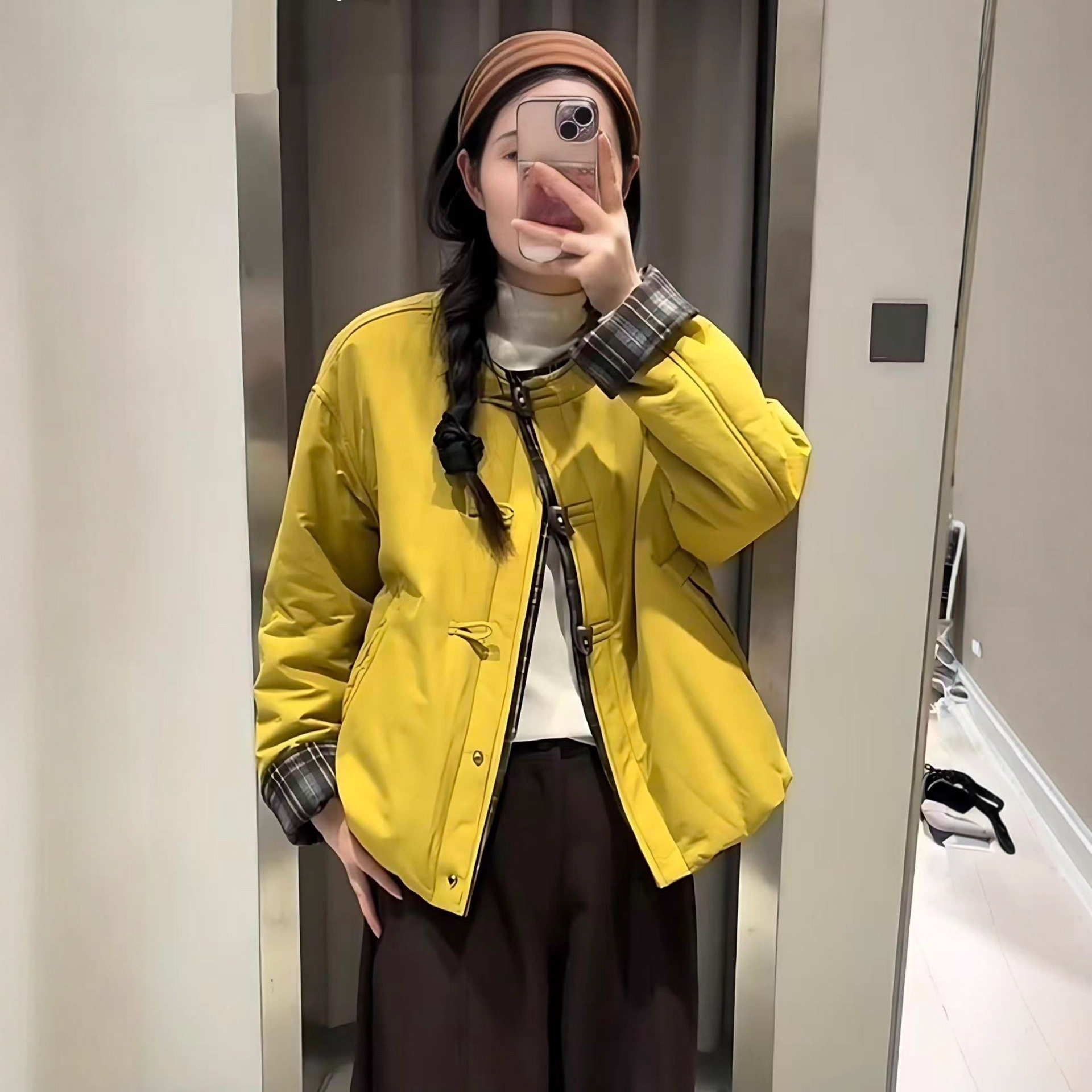 格子袖撞色拼接棉服女2025秋冬新款气质百搭宽松时尚休闲棉衣外套,女装/女士精品,短外套,淘宝优惠券,粉丝福利购,淘宝优惠卷