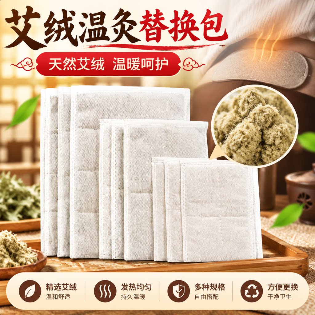 艾草包电加热内胆替换芯艾绒片艾叶热敷盐袋艾炙腰湿气理疗艾灸垫