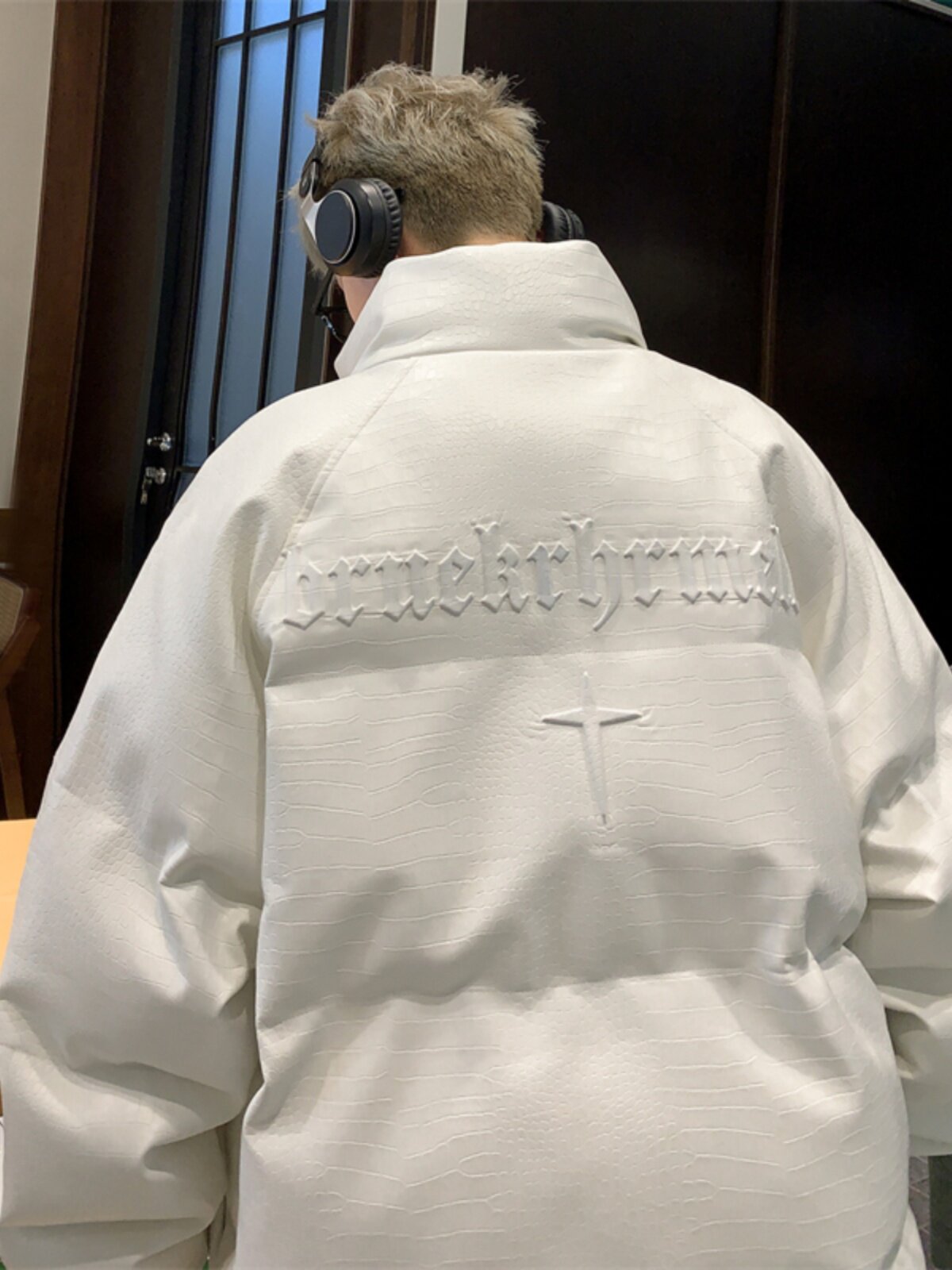 美式潮牌皮棉服男款冬季立领棉衣外套宽松加厚面包服晋江棉袄子